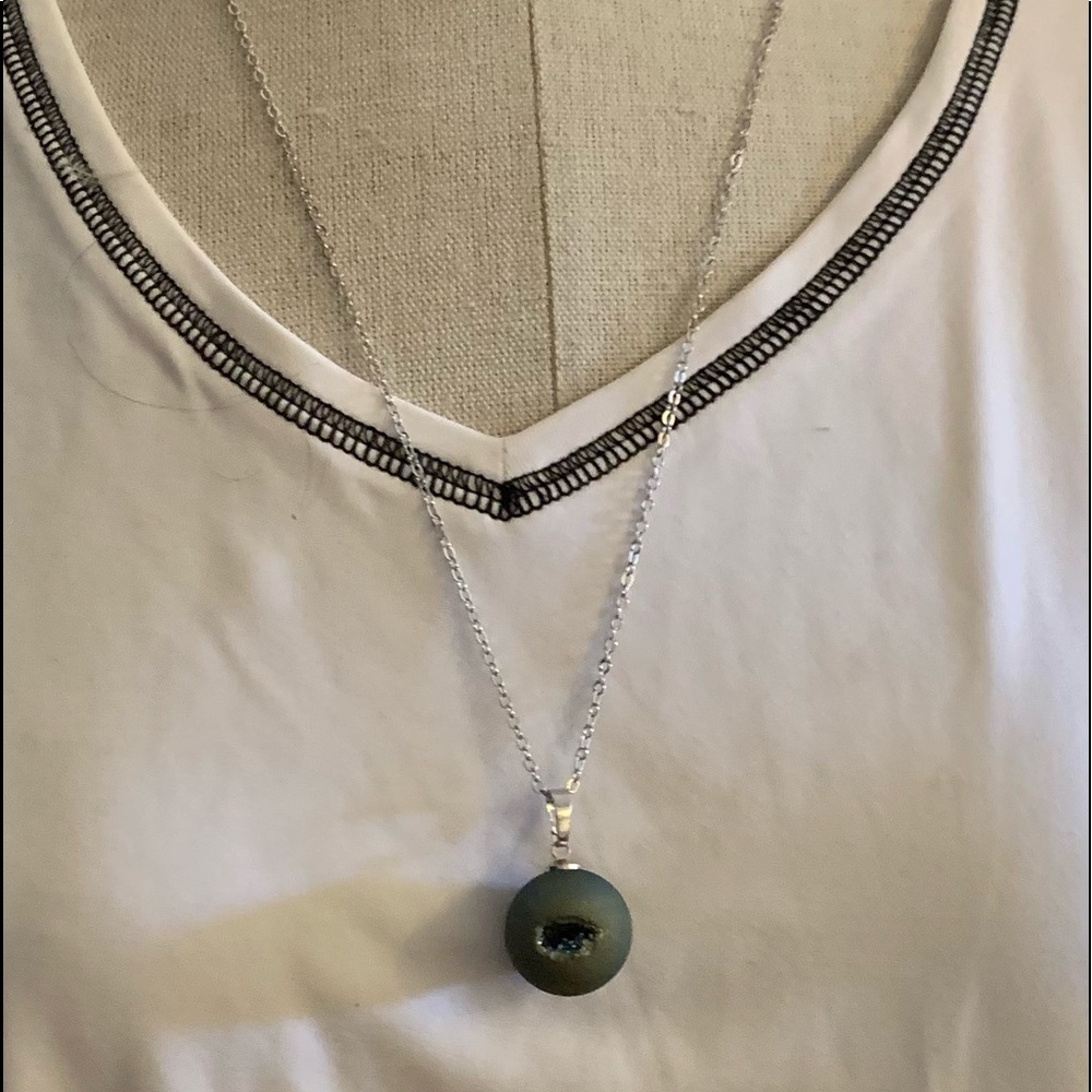 Titanium Coated Druzy Sphere Pendant & Necklace